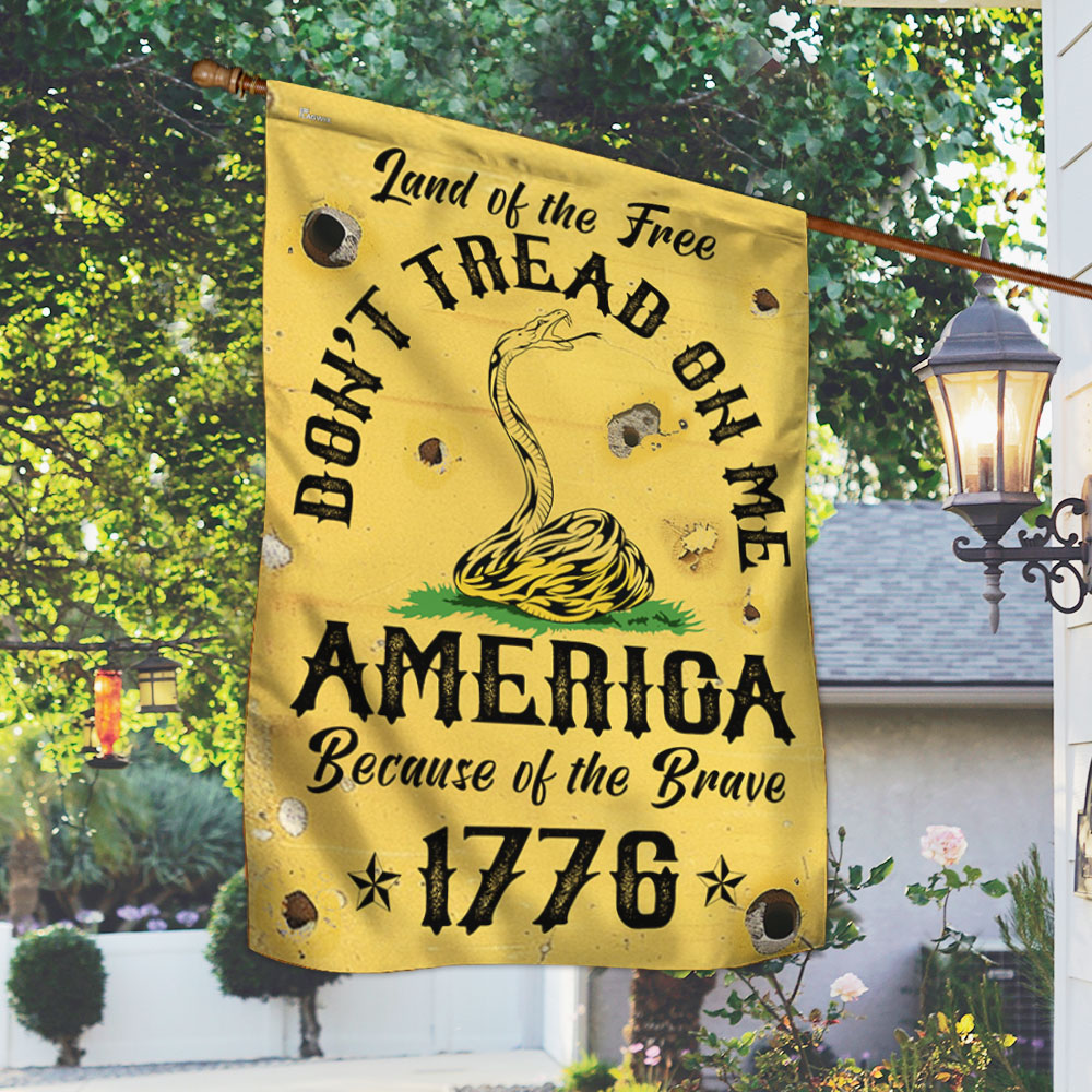 Land Of The Free Don't Tread On Me America Because Of the Brave 1776 Gadsden Flag MLN3329F