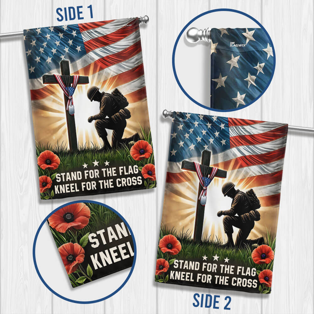 US Veteran Honor The Fallen Flag Stand for the Flag Kneel for the Cross Flag MLN5775TNB
