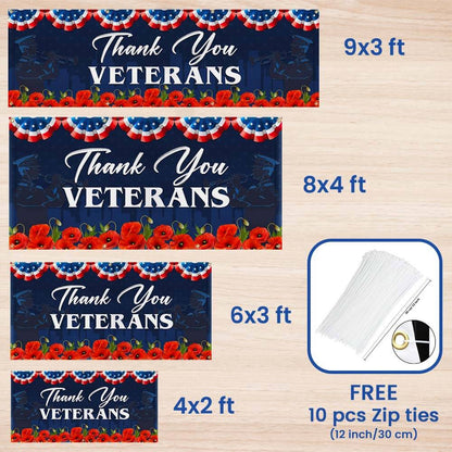 Thank You Veterans Honoring All Who Served Fence Banner TQN2697FB
