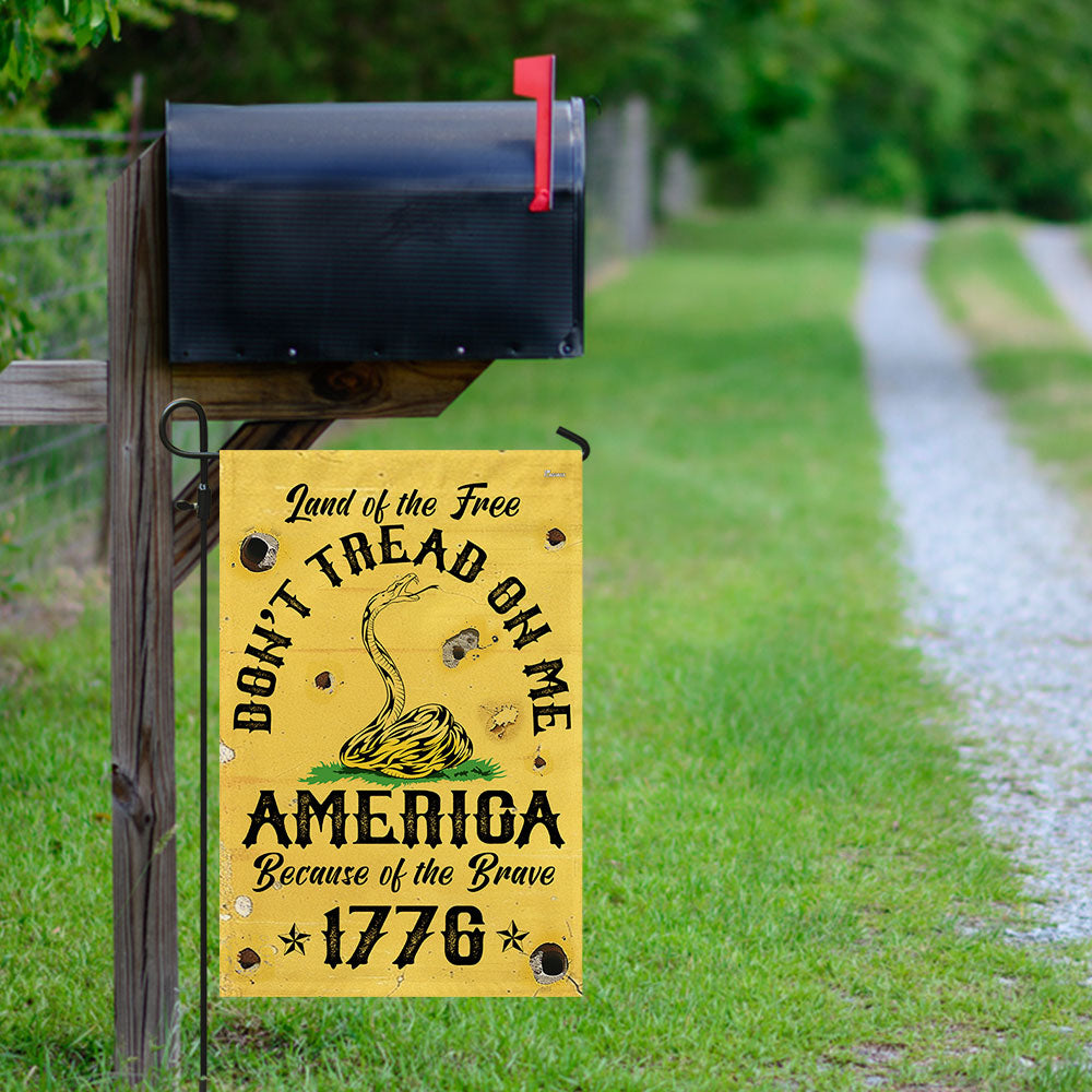 Land Of The Free Don't Tread On Me America Because Of the Brave 1776 Gadsden Flag MLN3329F