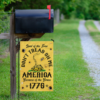 Land Of The Free Don't Tread On Me America Because Of the Brave 1776 Gadsden Flag MLN3329F