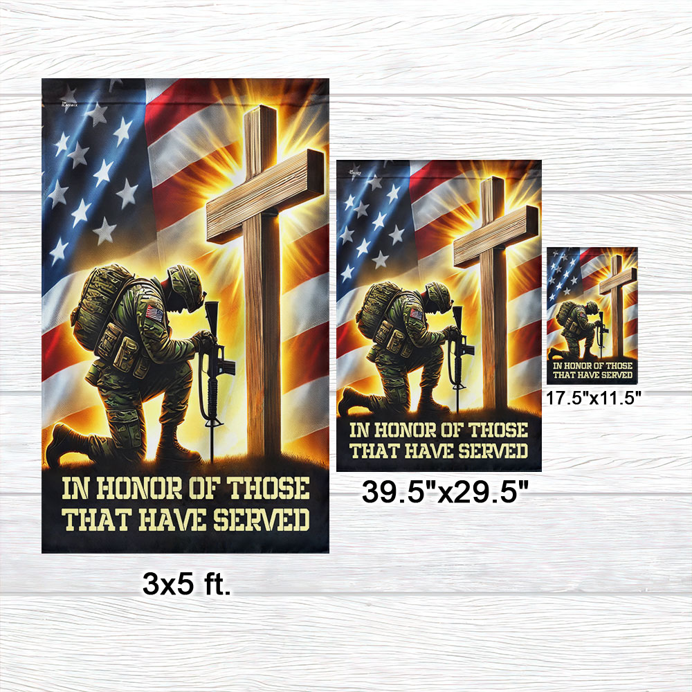Veteran Flag Kneeling Soldier Cross American Flag MLN3987F