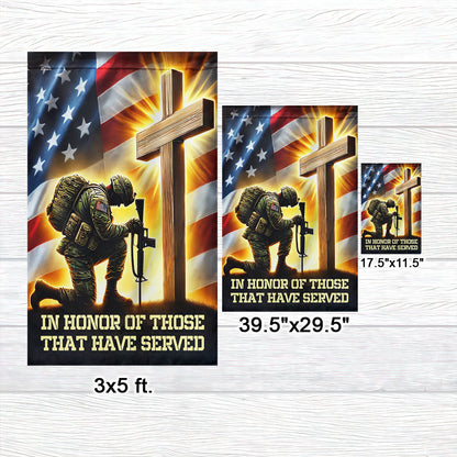Veteran Flag Kneeling Soldier Cross American Flag MLN3987F
