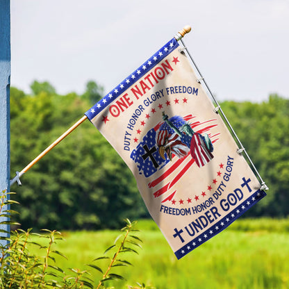 Flagwix American Flag - Patriot Eagle One Nation Under God Duty Honor Glory Freedom Flag MLN1429F