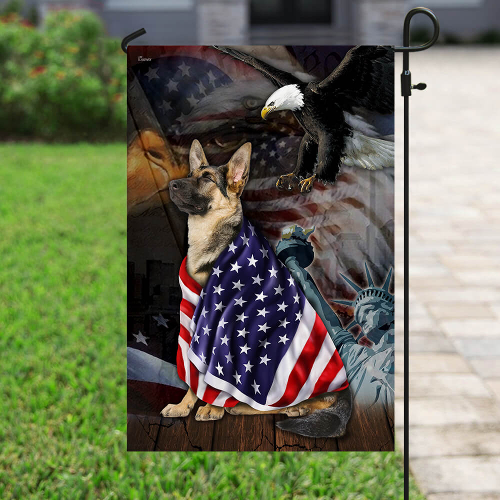 German Shepherd American Patriot Flag