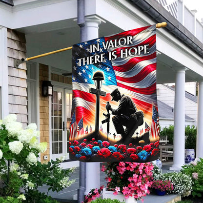 FLAGWIX  Veteran Memorial Day Kneeling Solder Cross In Valor There Is Hope Flag MLN2606F