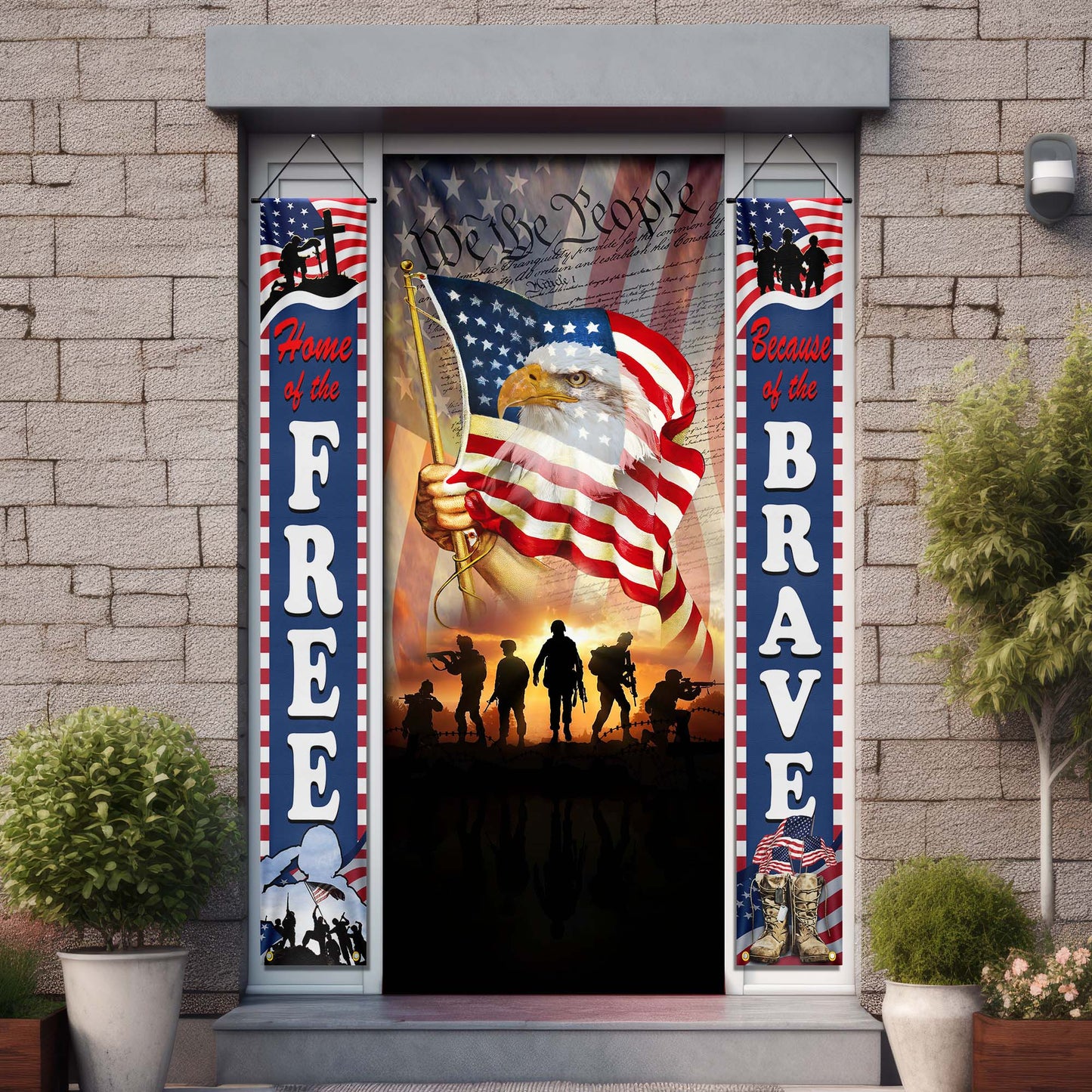Veterans Day, Home Of The Free Because Of The Brave Door Cover &amp; Banners TPT1279CB