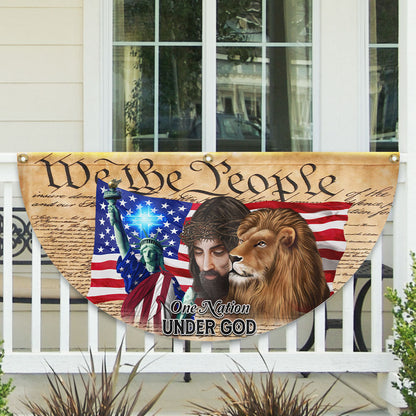 Lion Of Judah Jesus God Patriot One Nation Under God Non-Pleated Fan Flag MLN2628FL