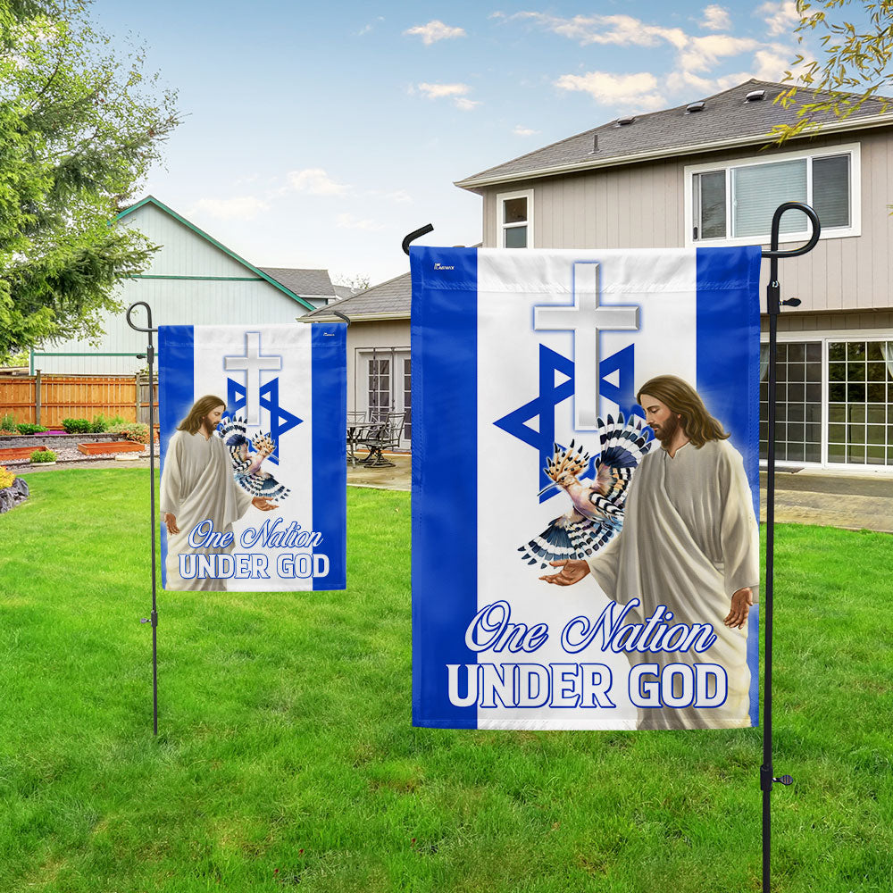One Nation Under God Israel Jesus Christ Hoopoes Bird Flag MLN2061F