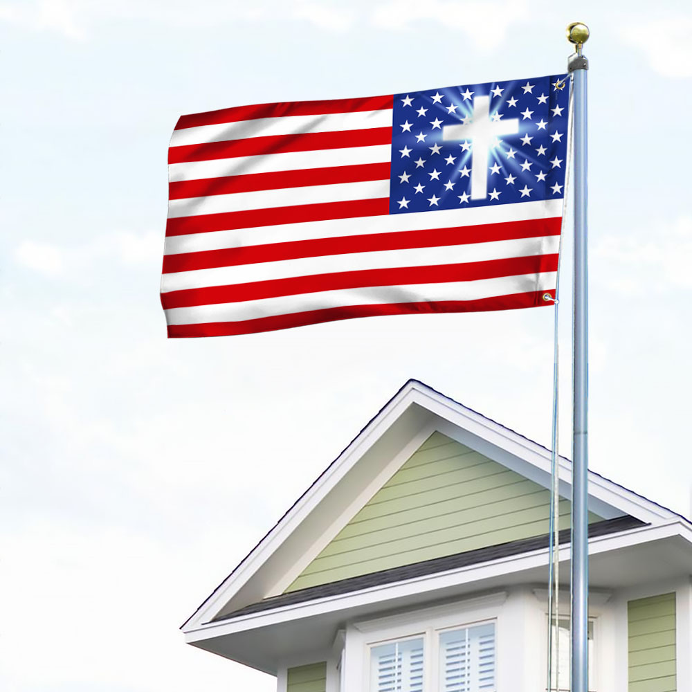Flagwix American Flag - Christian Cross American One Nation Under God Flag TPT679GF