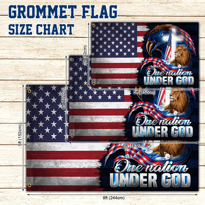 Lion of Judah Lamb of God Flag One Nation Under God Eagle American Grommet Flag MLN328GF