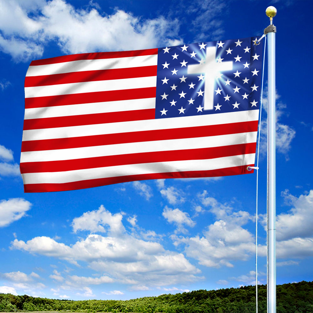 Flagwix American Flag - Christian Cross American One Nation Under God Flag TPT679GF