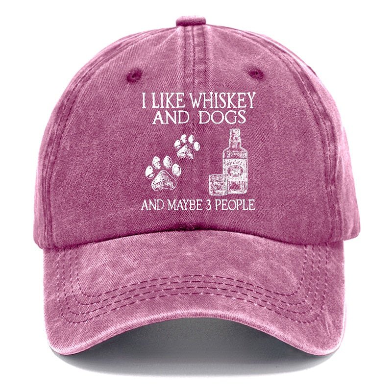 I Like Whiskey And Dogs And Maybe 3 People Funny Print cap (Free Customization)