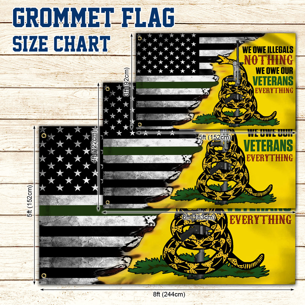 Veteran Grommet Flag We Owe Illegals Nothing We Owe Our Veterans Everything DDH3102GF