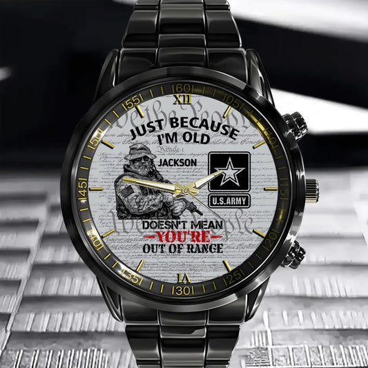Customized Veterans Watch - Personalized Military Branch, Rank and Name Veteran Themed Timepiece - A Gift For Family, Veteran