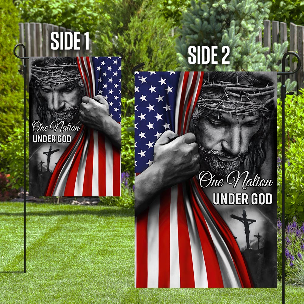 One Nation Under God Flag - Jesus Flag Gift for Faith-Based Patriotic Decor TRL06Fv5
