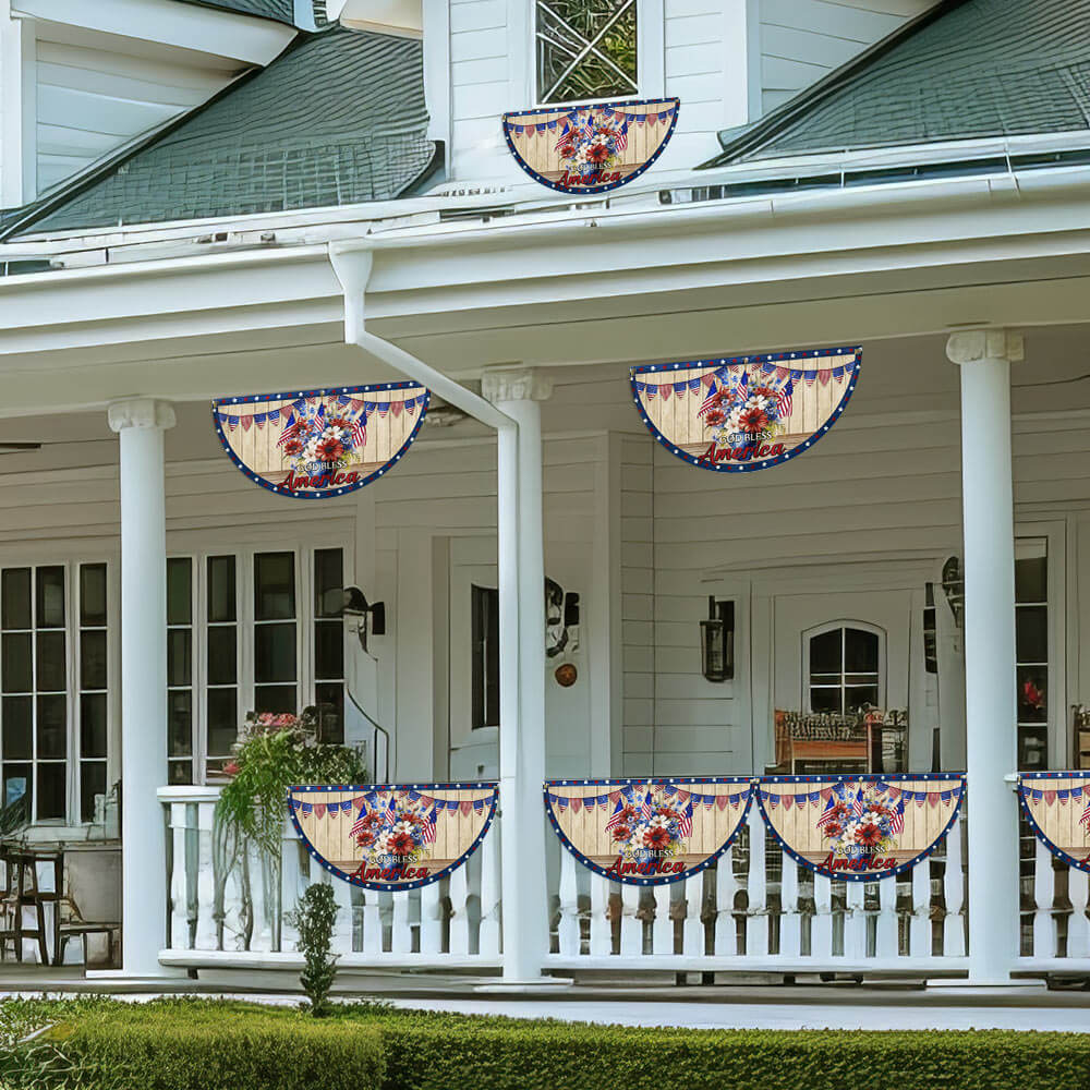 Flagwix American Flag - Patriotic Flowers Vase 4th of july God Bless America Non-Pleated Fan Flag MLN3001FL