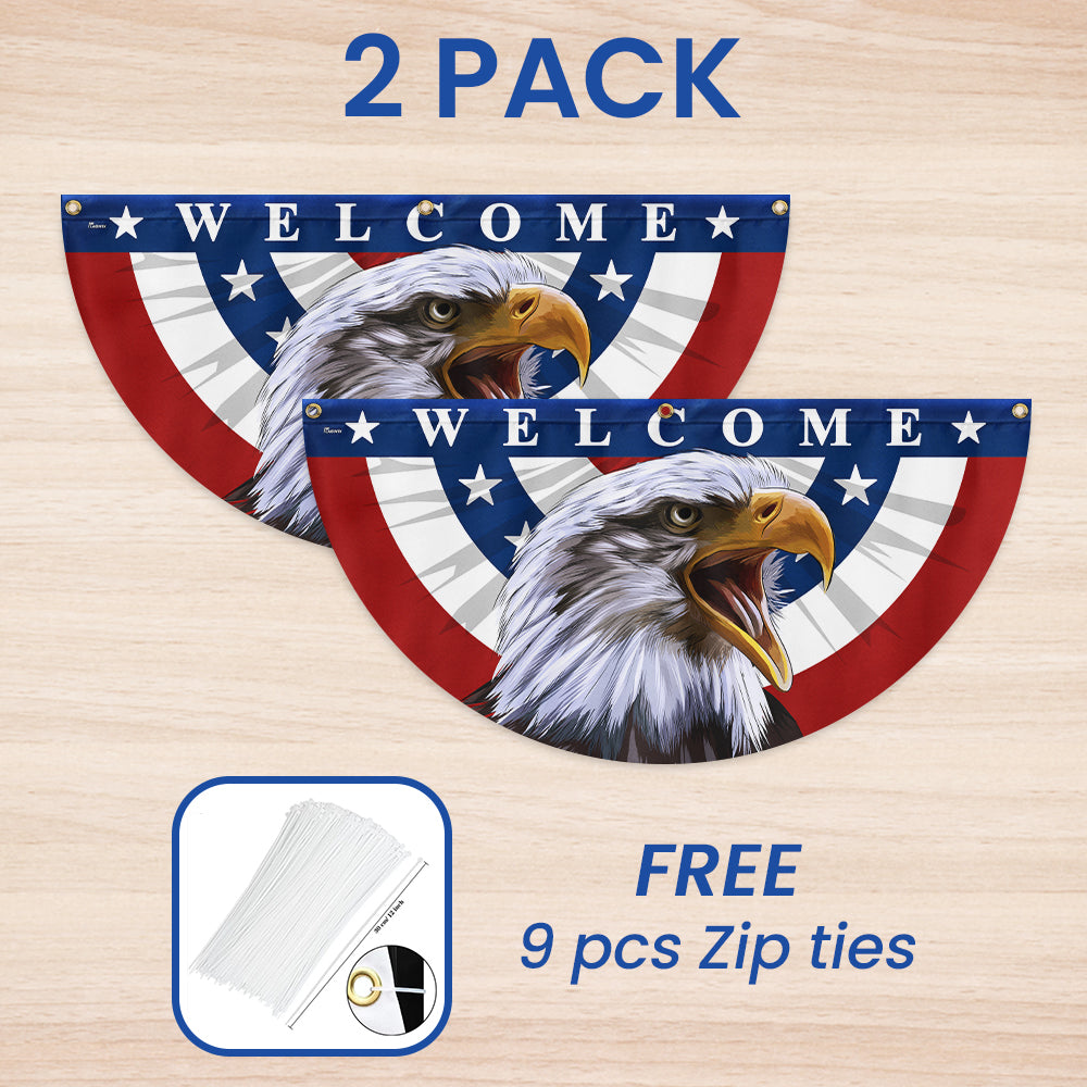 Flagwix American Flag - Patriotic Eagle Welcome American  Non-Pleated Fan Flag MLN3138FL