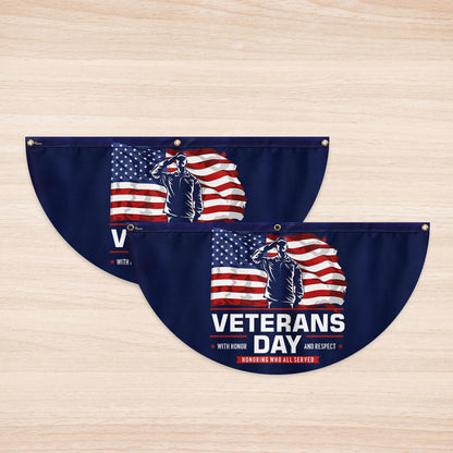 Veterans Day Honoring Who All Served With Honor and Respect Non-Pleated Fan Flag MLN3988FL
