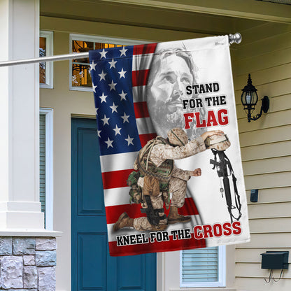 Veteran Jesus Christ Kneeling For The Cross Memorial Honoring Fallen Soldiers Veterans Flag MLN2007F