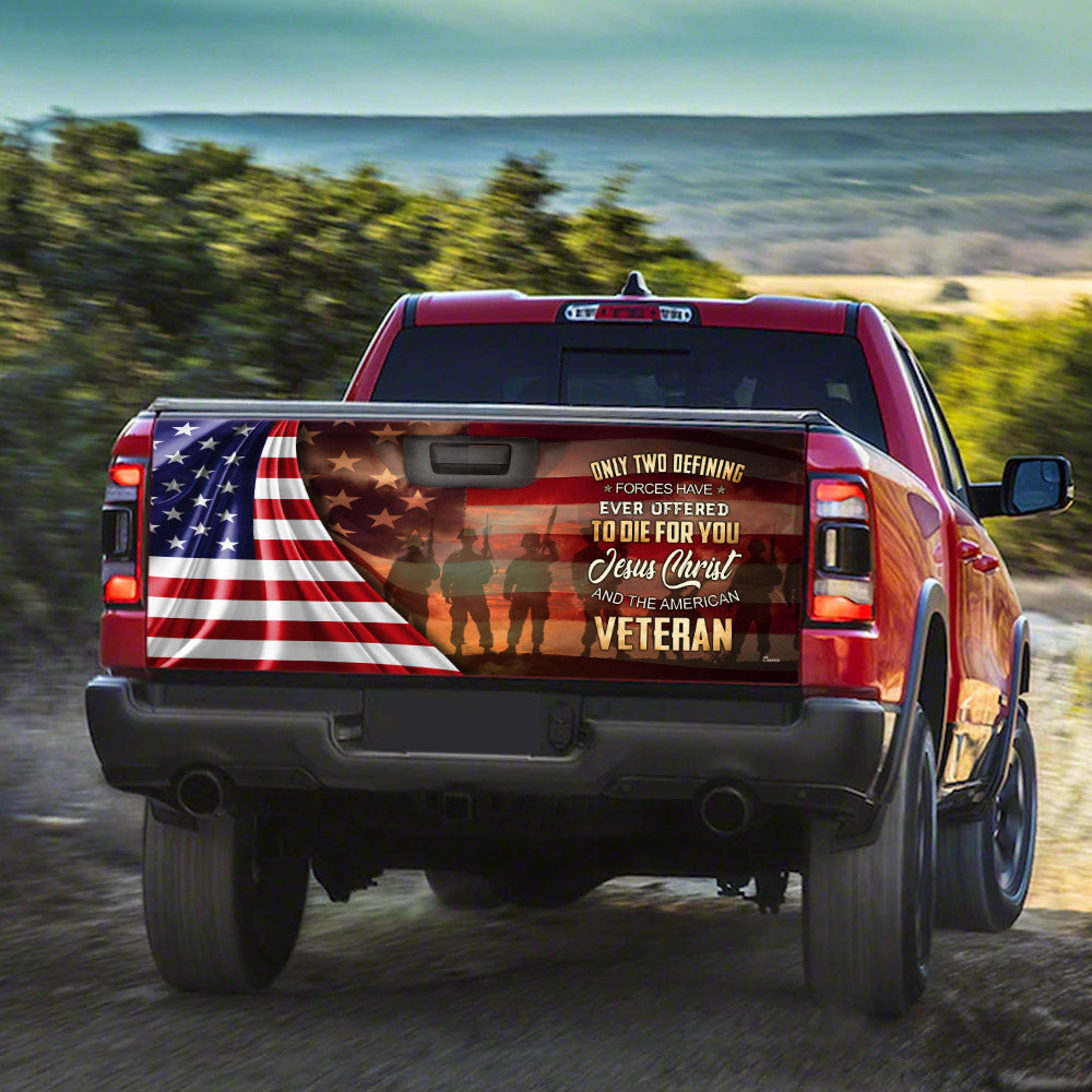Owe To God And Veteran Truck Tailgate Decal Sticker Wrap