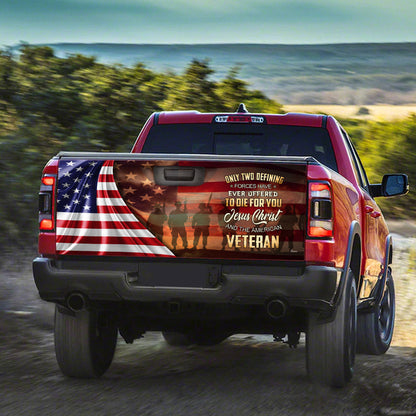 Owe To God And Veteran Truck Tailgate Decal Sticker Wrap