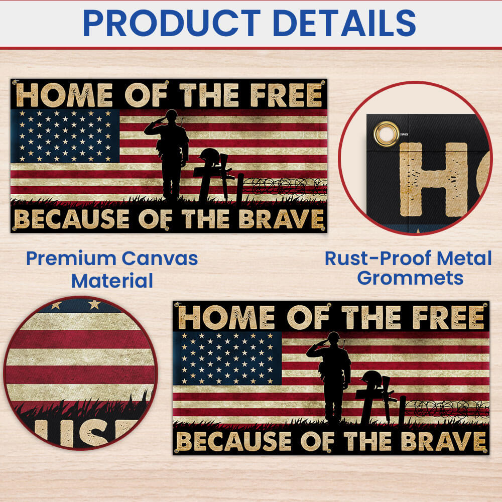 Memorial Day Veterans Home Of The Free Because Of The Brave Fence Banner TQN2717FB