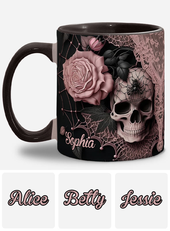 Roses And Skull - Personalized Skull Accent Mug