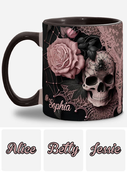 Roses And Skull - Personalized Skull Accent Mug