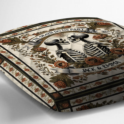 Till Death Do Us Part - Personalized Skull Throw Pillow