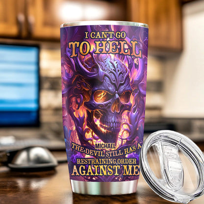 I Can't Go - Personalized Skull Tumbler