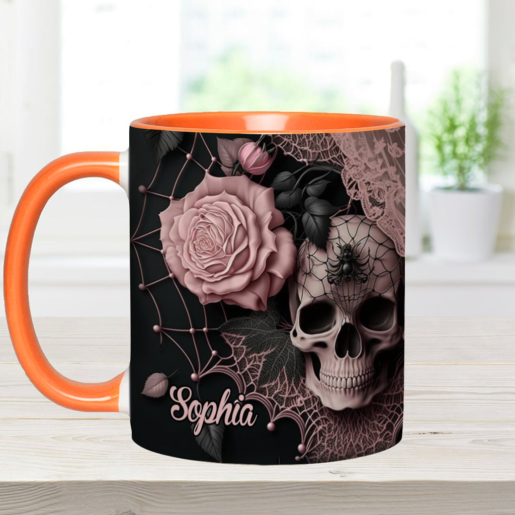 Roses And Skull - Personalized Skull Accent Mug