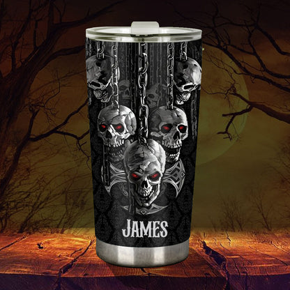 Smoky Black Skeletion - Personalized Skull Tumbler