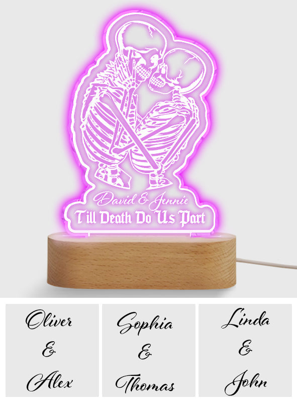 Till Death Do Us Part Custom Couple Skeleton - Personalized Skull Shaped Plaque Light Base
