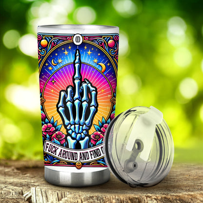 The Zero Of Fcks Funny Tarot Card - Personalized Skull Tumbler