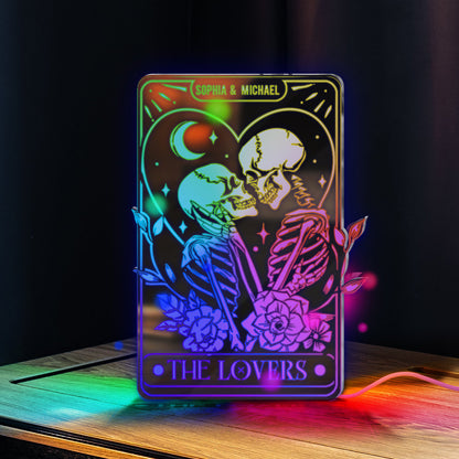 The Lovers - Personalized Skull Mirror Light