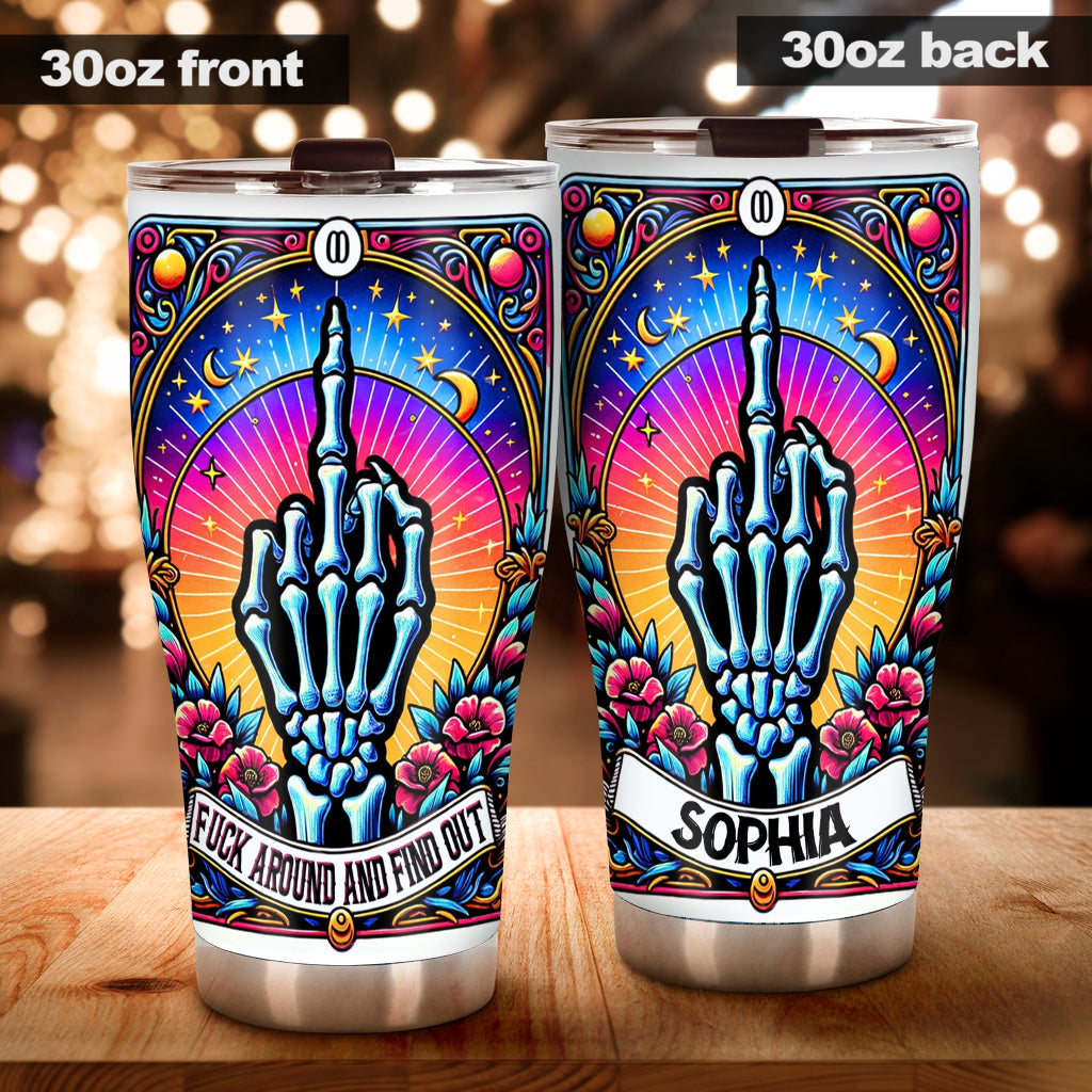 The Zero Of Fcks Funny Tarot Card - Personalized Skull Tumbler
