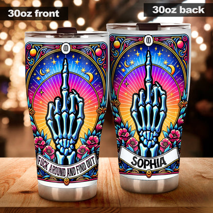 The Zero Of Fcks Funny Tarot Card - Personalized Skull Tumbler