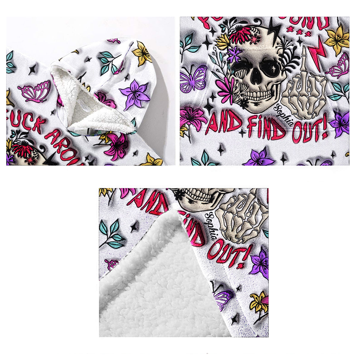 Fuck Around And Find Out - Personalized Skull Blanket Hoodie