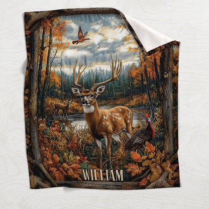 Vintage Hunting Forest - Personalized Hunting Blanket