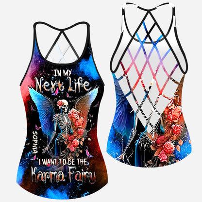 In My Next Life I Want To Be The Karma Fairy - Personalized Skull Cross Tank Top