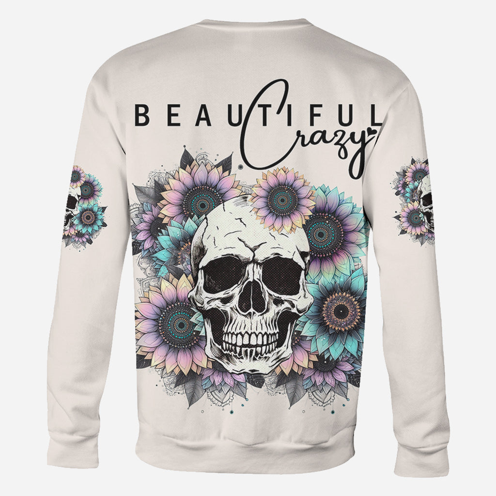 Beautiful Crazy - Personalized Skull All Over Shirt