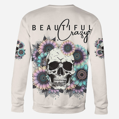 Beautiful Crazy - Personalized Skull All Over Shirt