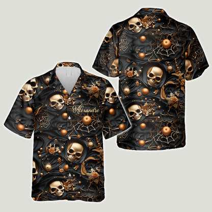 White Skull - Personalized Skull Hawaiian Shirt