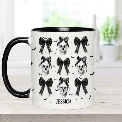 Coquette Bow Halloween Skull - Personalized Skull Accent Mug