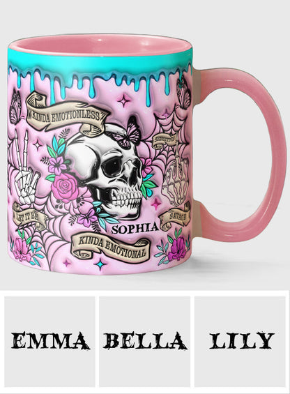 Kinda Emotional - Personalized Skull Accent Mug