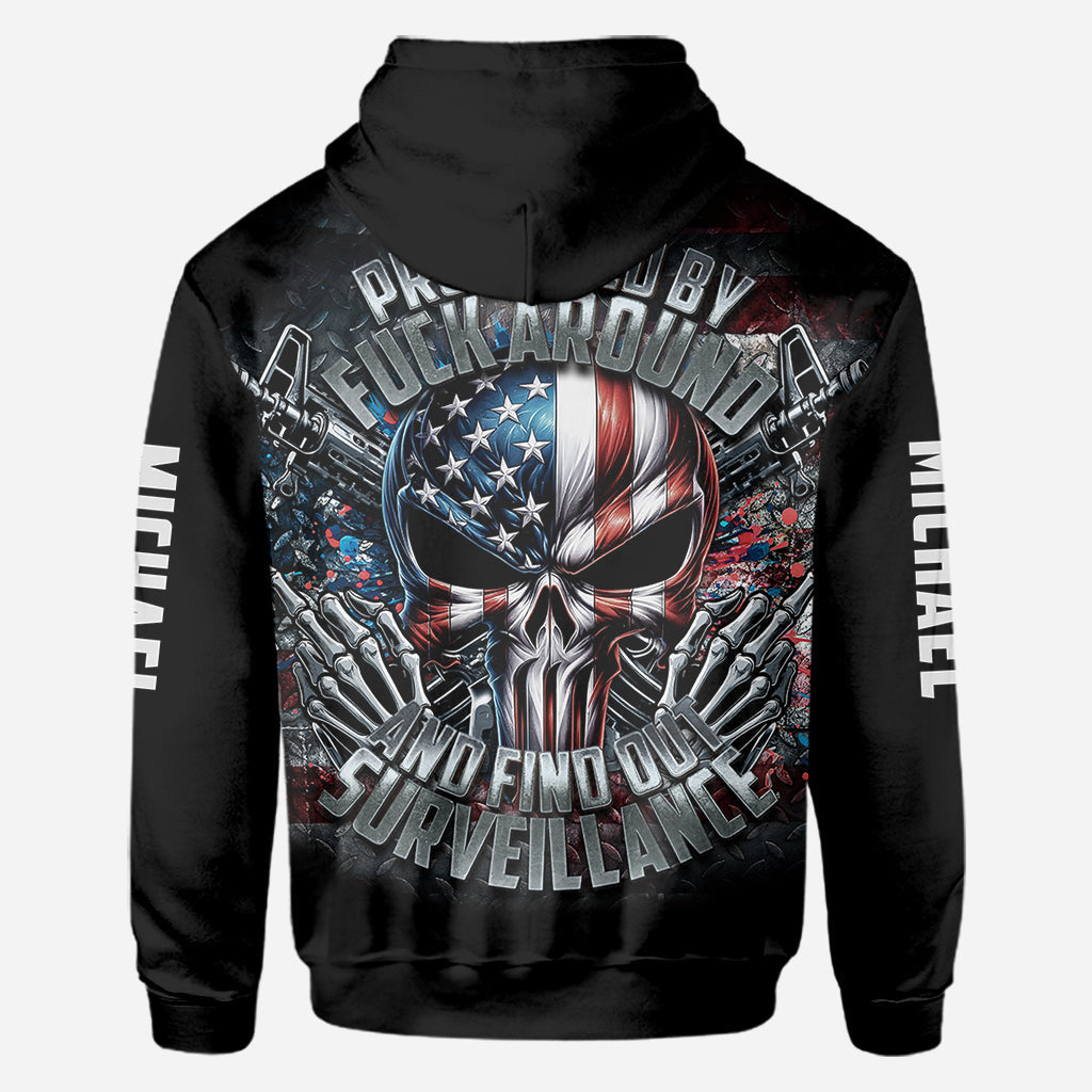 Protected by Fck Around and Find out Surveillance - Personalized Skull All Over Shirt