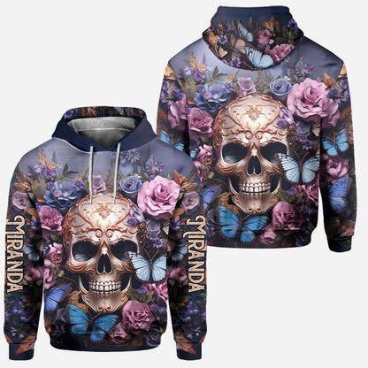 Beauty Of The Dark Skull Roses Butterflies - Personalized Skull Hoodie and Leggings