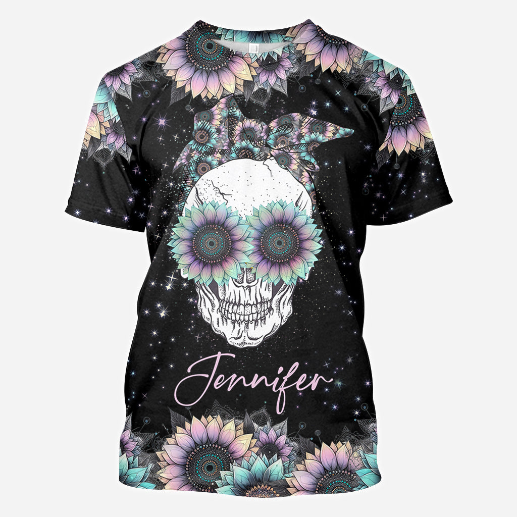 Zero F Given Pink Blue Sunflower - Personalized Skull All Over Shirt