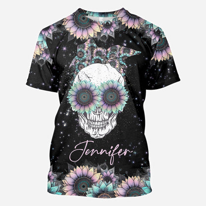 Zero F Given Pink Blue Sunflower - Personalized Skull All Over Shirt